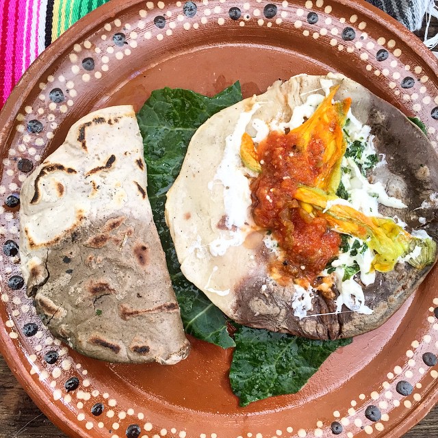 Flor de Calabaza Quesadilla (the other is mole). #thebestkindofquesadilla #mexico #streetfood #morelia #moreliaenboca @meboficial #food #foodporn #lunch #paracomer