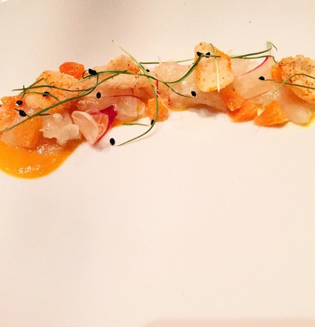 Fluke Crudo. #perfection #art @almanacnyc #springmenu #food #nyc #deliciousandbeautiful