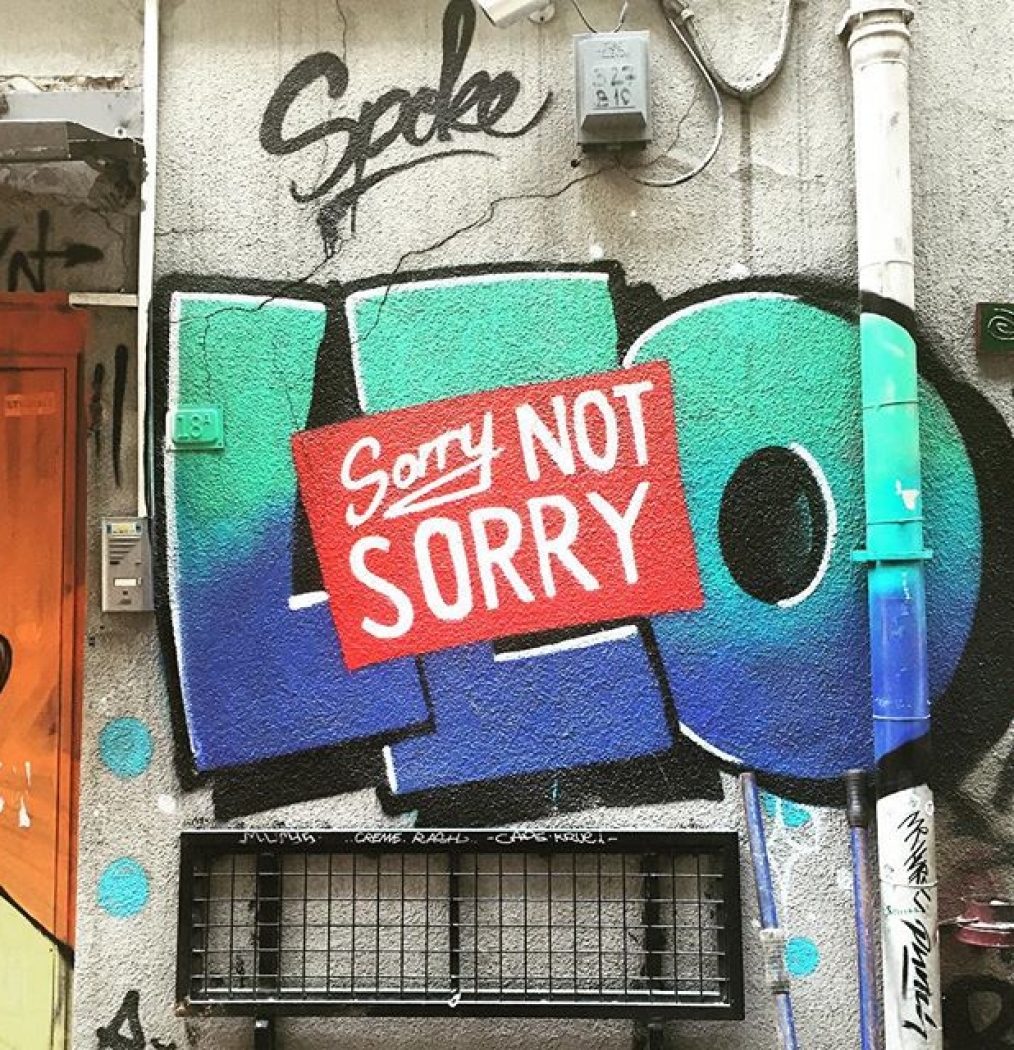 Life's motto. #Istanbul #backstreets #karakoy #beyoglu #strolling #exploring #turkey #motto #travel #streetart #graffiti #sorrynotsorry