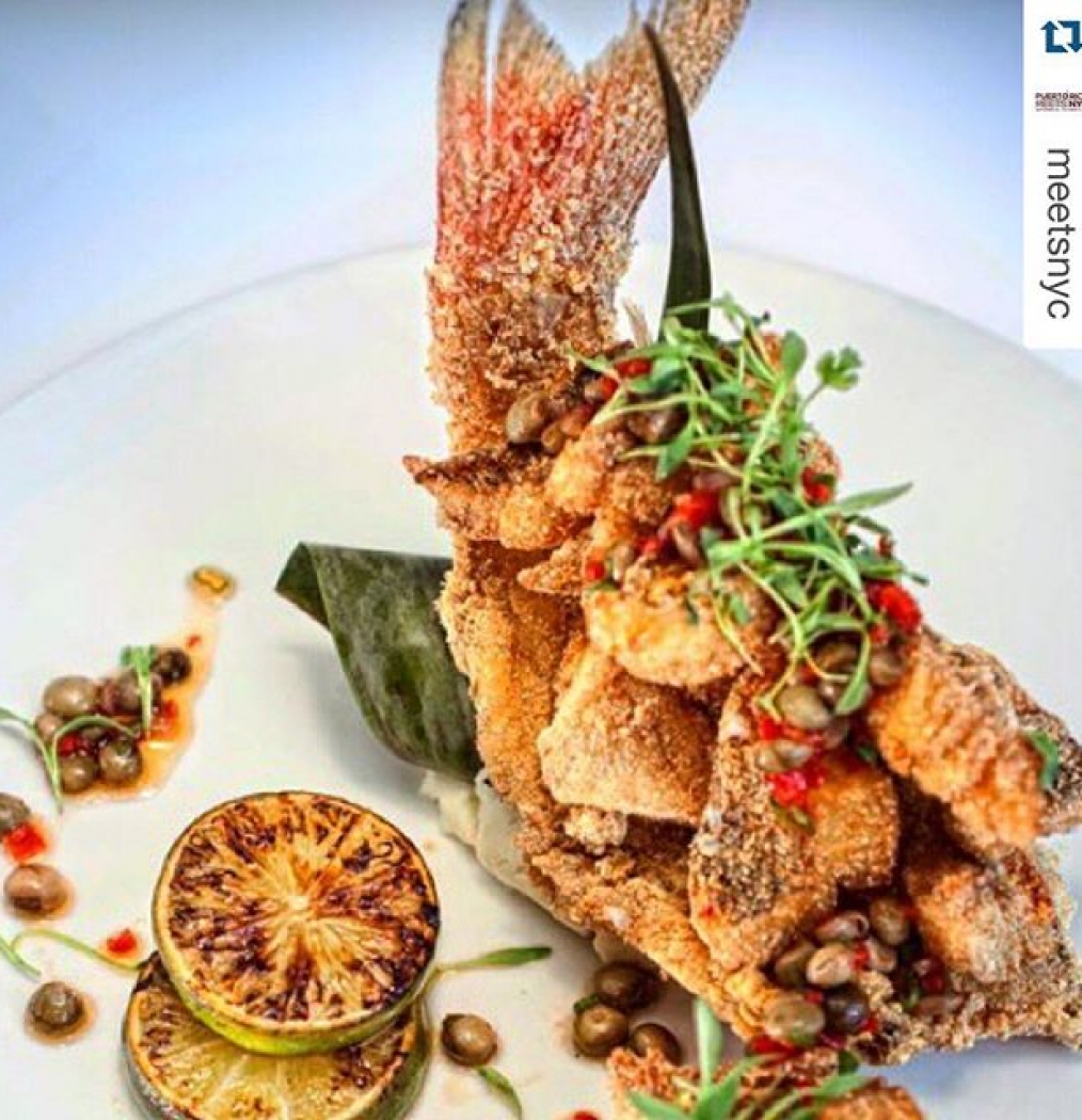 #PuertoRico Meets NYC starts this week! Do YOU have tix to @chefecuajei + @camillebecerra's dinner on Thursday? Wine Pairings by @bibianagrp. Tix still available. Www.meetsny.com・・・Local red snapper, chicharrones, pegean peas and vinaigrette by Chef Xavier Pacheco @chefecuajei of #LaJaquitaBaya#PRMNYC is just around the corner! Do you have tickets yet?Chef Pacheco and Chef Camille Becerra @camillebecerra will be cooking together on October 1 @navynewyork. Get YOUR tickets at meetsnyc.com#puertorico #sanjuan #food #drink #rum #chefs #restaurants #events #nyc #chicharrones #redsnapper #prmeetsnyc #mofongo #caribbean #island  #nuyorican #rican #wine #dinner #meetsnyc #travel #culinary