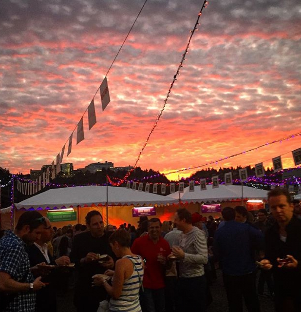 #FeastPDX #sunset. #nightmarket #ziddellyards #portland #feast #pacificnorthwest #oregon #eat #drink #