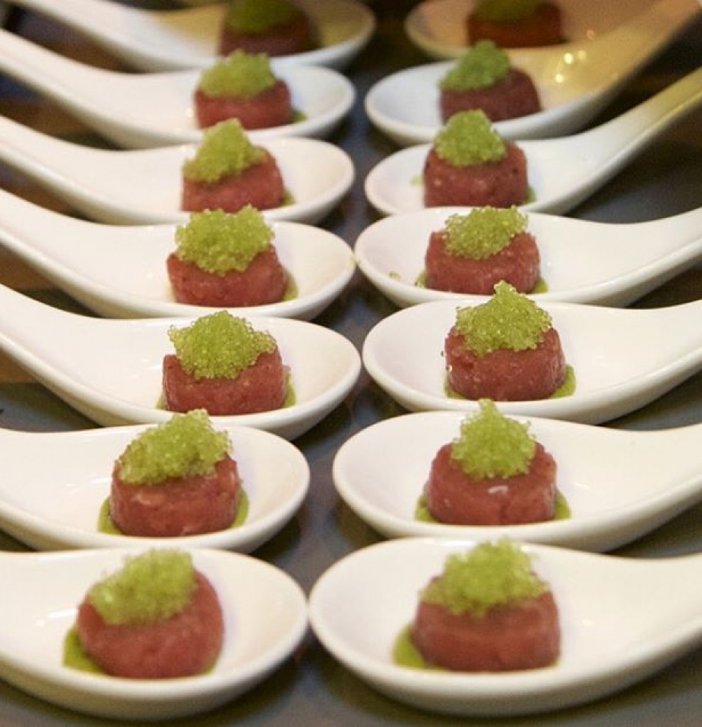 Tuna Tartare Spoons w/Wasabi Roe by @wilobenet at @chefsclubny. #tbt #PRMNYC #nyc #puertorico #food #chefs #chefdinner #foodporn #instafood #nuyorican #canapes #culinary #finedining