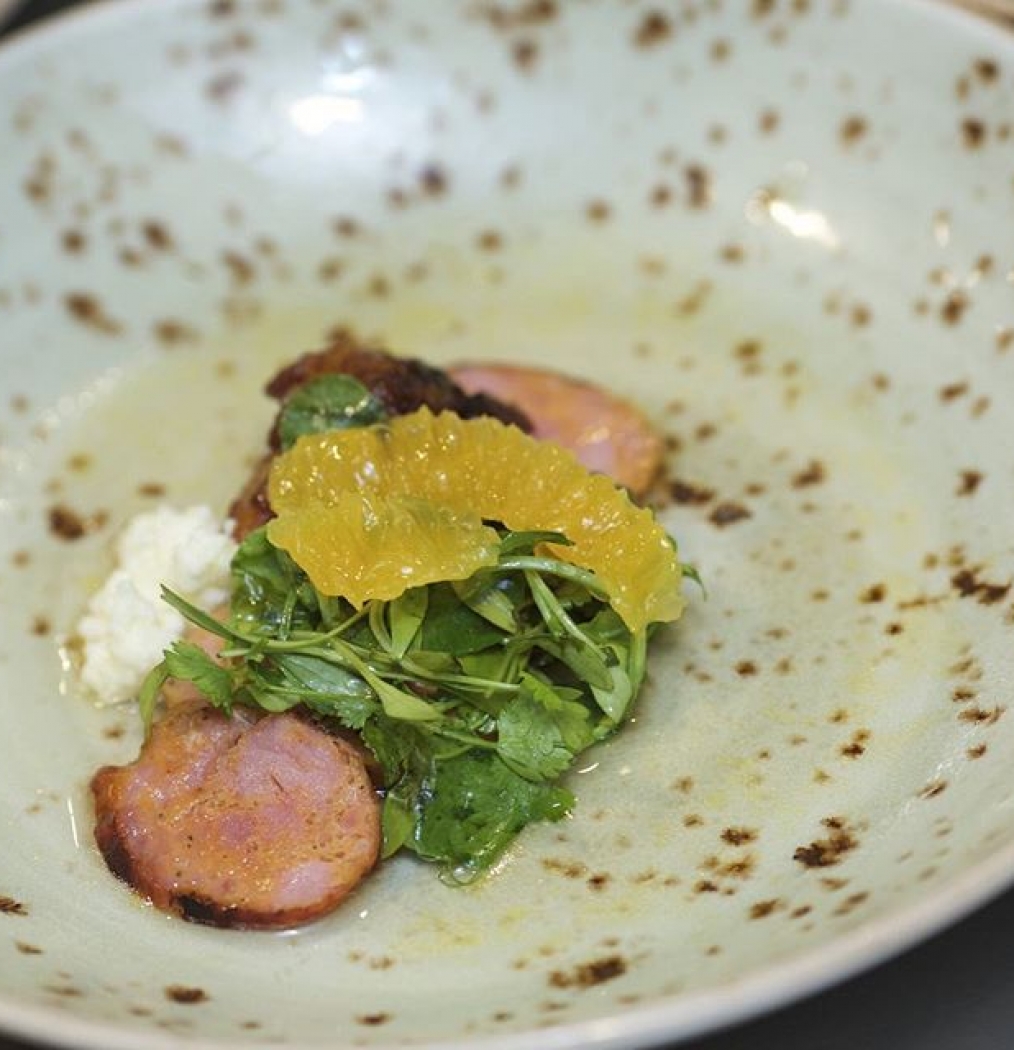 Longaniza Carpaccio by @pedroalcor of @alcorfoods_inc during his dinner w/ @chefjj at @thececilharlem. #fbf #puertorico #PRMNYC #chefdinner #behindthescenes #chefs #finedining #instafood #food #foodporn #porktrafficker #sausage #nyc #events