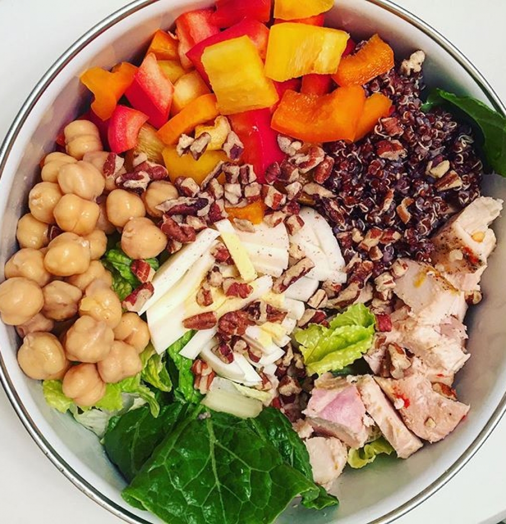 It's a protein bowl kinda day. #mykitchentoyours #balance #detox #healthy #eatclean #food #instafood #detox #goopdetox #eeeeeats #latelunch #quionoaoneverything #rainbowbrite #supersalad #homemade