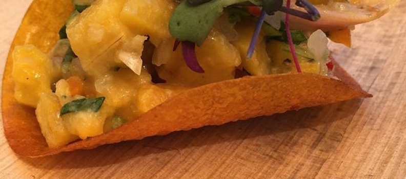 @pmschiaffino rocked my palate with this Plantain "Taco" (aka Peruvian Pupura + Plantain Salad) at the opening reception to @theculinaryinstituteofamerica's #CIAWOF conference. Honored to moderate his sessions this week. Full coverage of the week's events on @thenewworlder. #peruvian #southamerica #latam #lima #food #culinary #events #conference #napa #americas