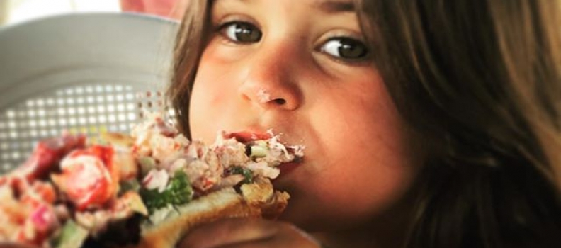 Birthday baby's first #lobster roll. #summer #lobsterroll #sienna #auntnah #four #howisummer