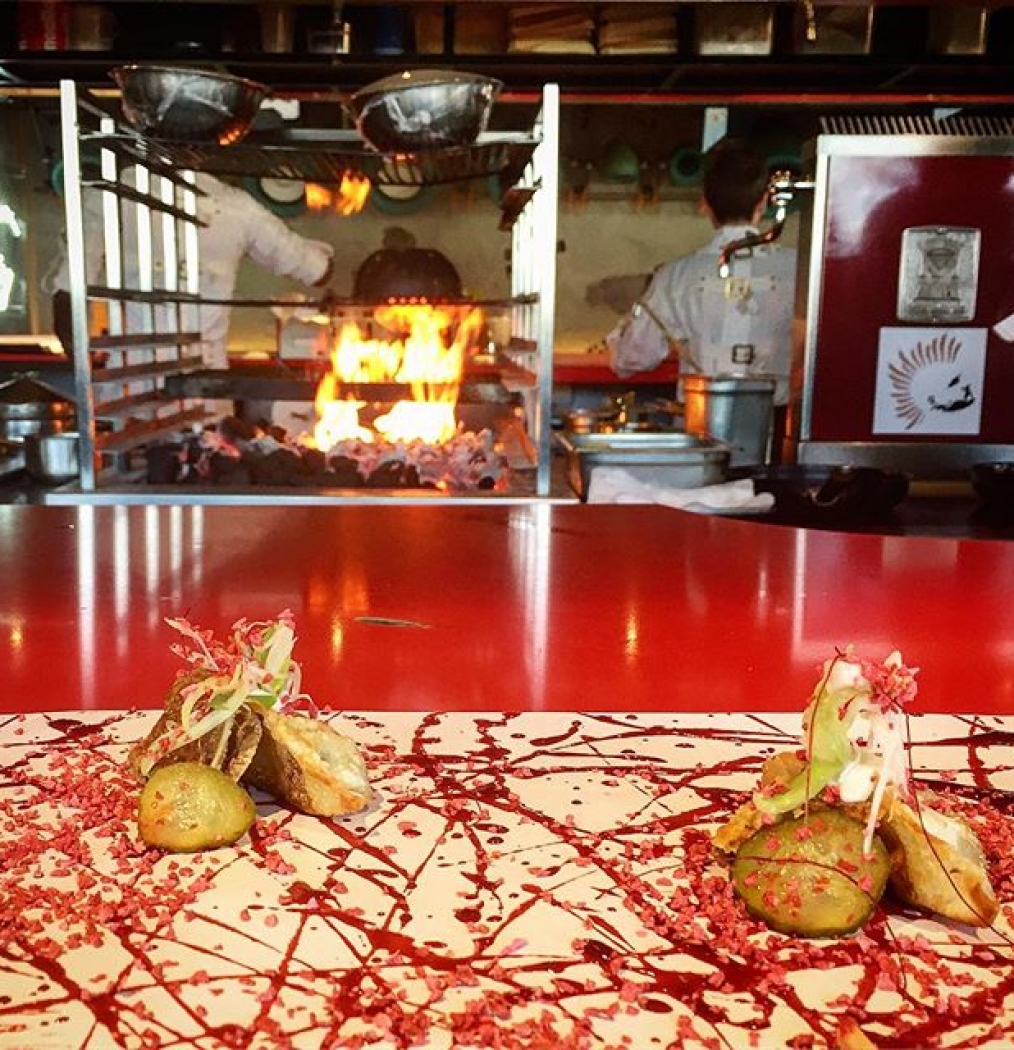 Peking dumplings w/crispy pig ear + hoisin strawberry sauce @streetxomadrid by @dabizdiverxo. #foodasart #eattheworld #traveldeeper #instafood #fusion #michelin #madrid #spain #espana #comida #atthebar